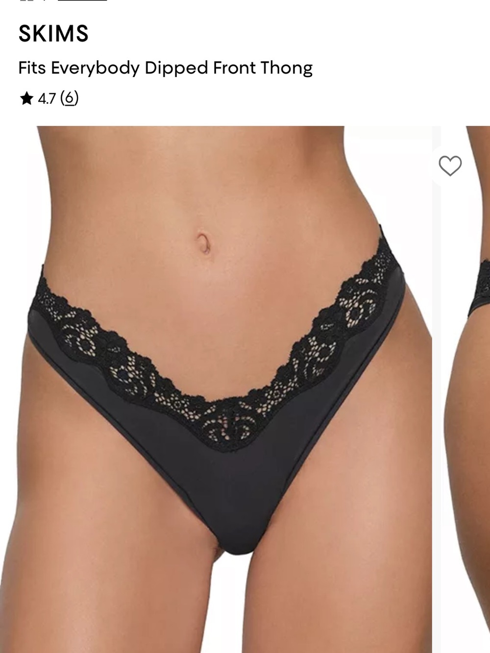 SKIMS Black Lace Dipped Front Thong